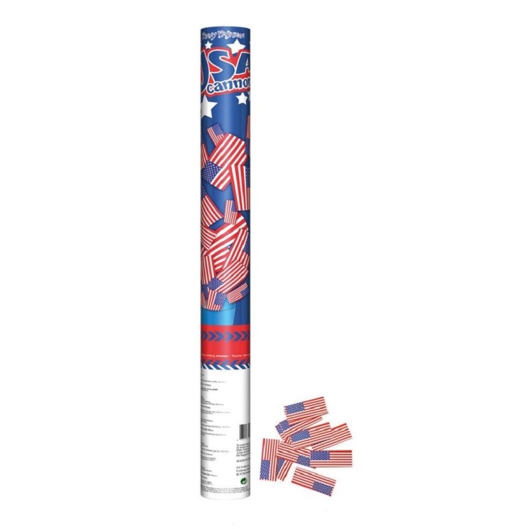 Canon à confettis Drapeau Americain - Usa 60cms