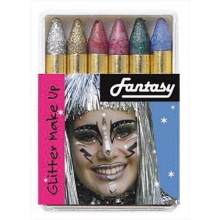 Crayons gras pailletés à maquillage  (boite de 6)