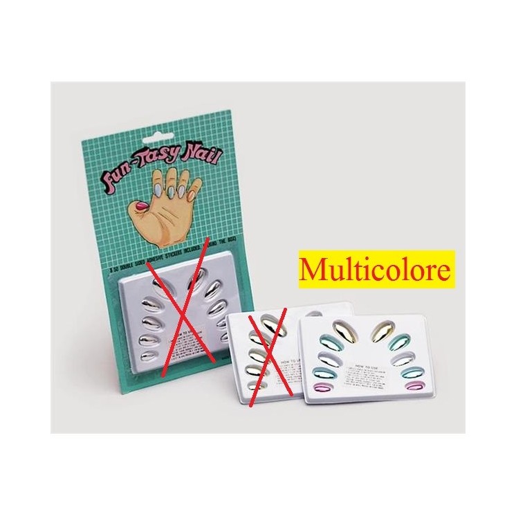 Faux ongles longs multicolores (carte de 10)