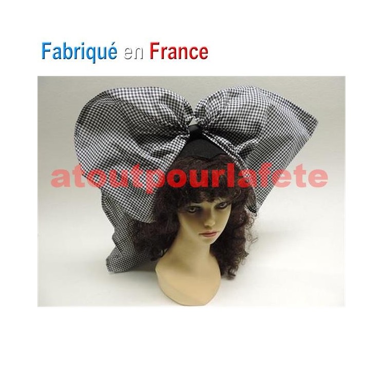 Coiffe Alsacienne à carreaux vichy noir et blanc