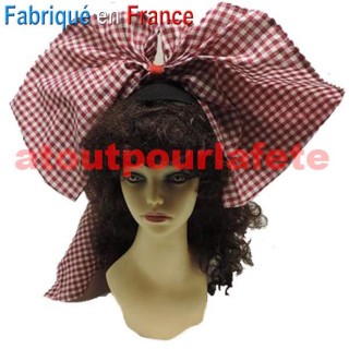 Coiffe Alsacienne à carreaux vichy rouge et blanc
