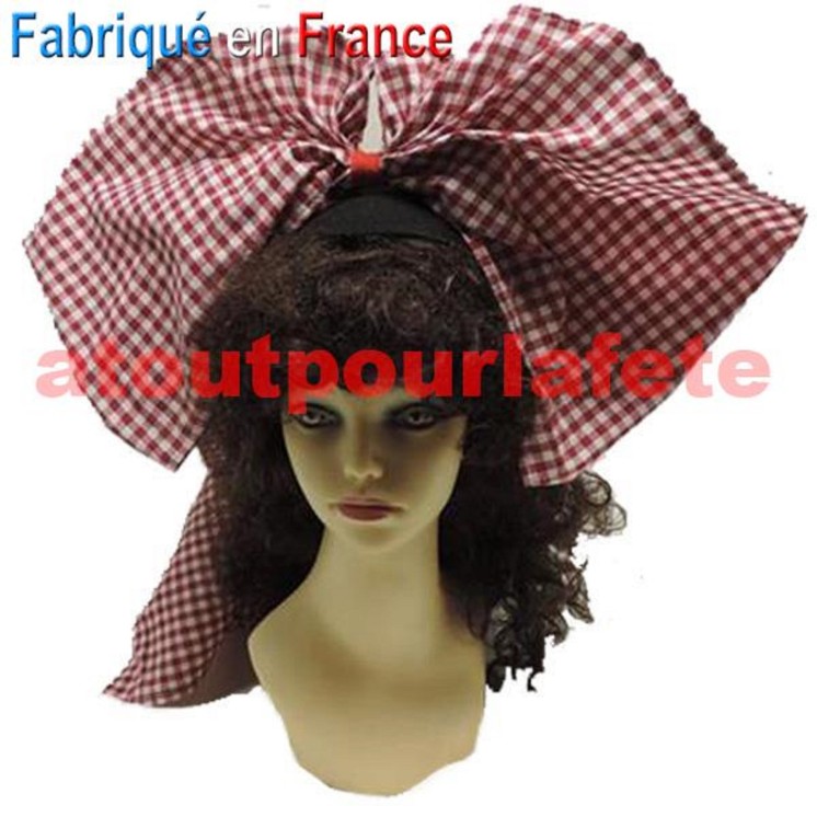 Coiffe Alsacienne à carreaux vichy rouge et blanc