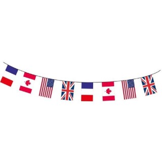 Guirlande D Day - USA/Canada/R-Uni/France - 20 pavillons 20 x 30 cm - 10 m Fabrication Française  Comprend: Guirlande Pvc Pays A