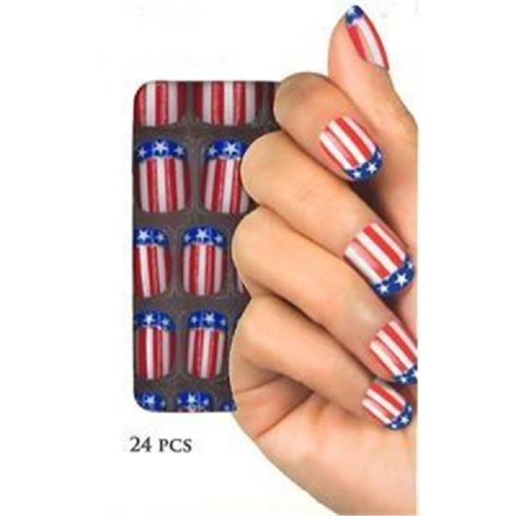 Faux ongles Usa - Drapeau Américain (boite de 24)