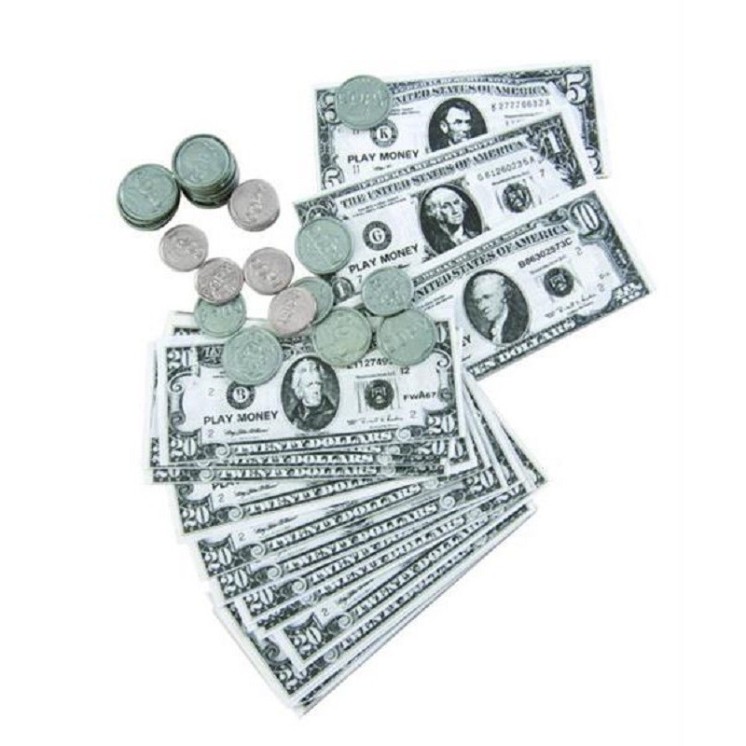 Set de dollars (billets et pièces) factice