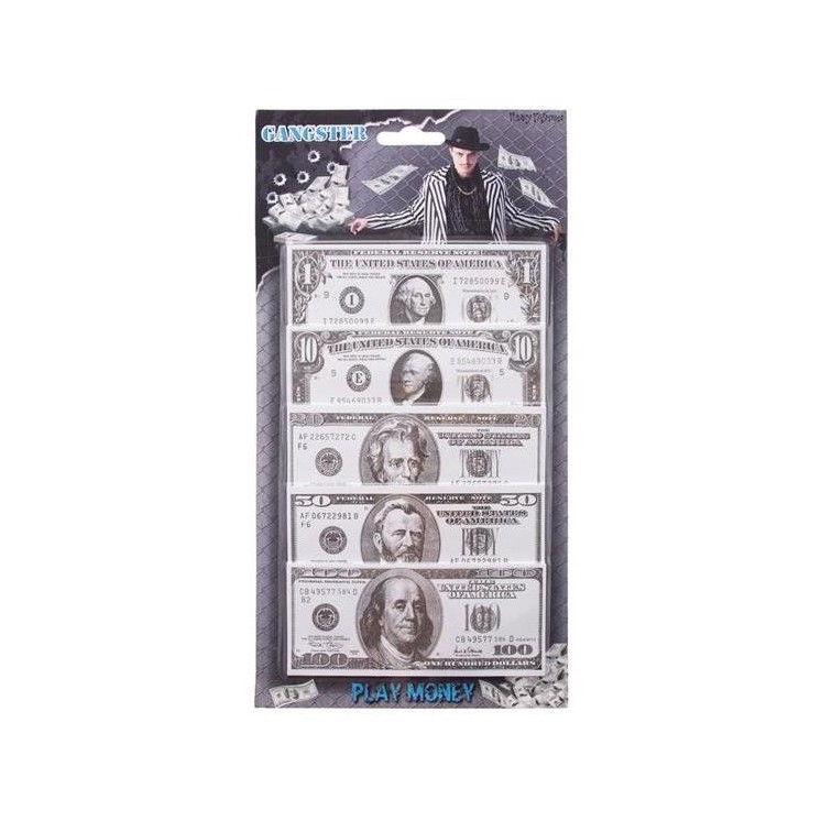 Blister de 100 Faux billets "Dollar"  factice pour jeux d'enfants poker, casino