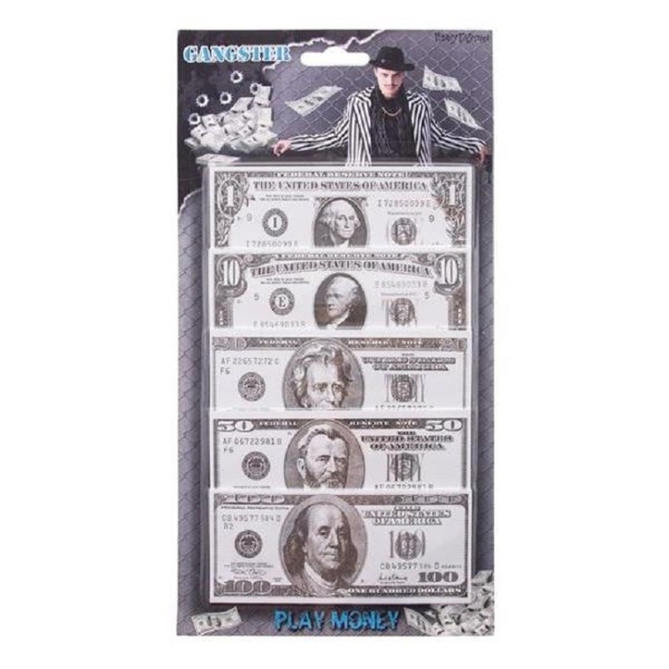 Blister de 100 Faux billets "Dollar"  factice pour jeux d'enfants poker, casino