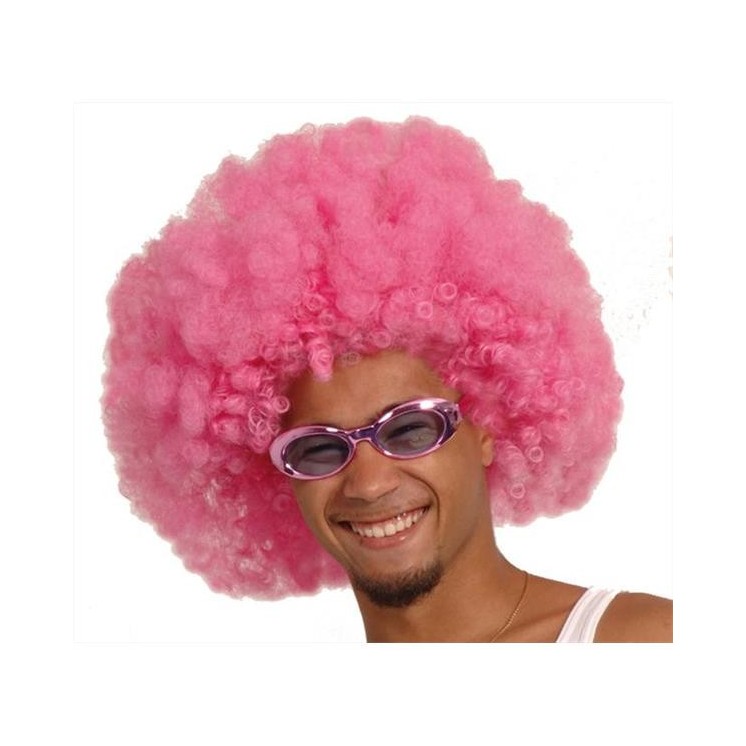 Perruque Disco Afro super géante (Noire - Rose - Jaune)