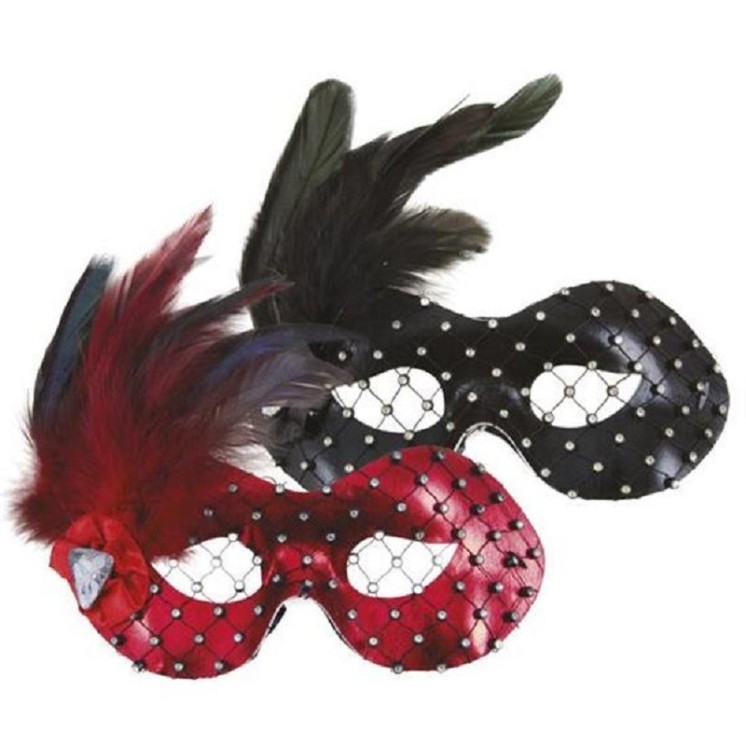 Loup resille et plumes, Venise, Commédia, Carnaval, Fête, Bal Masqué