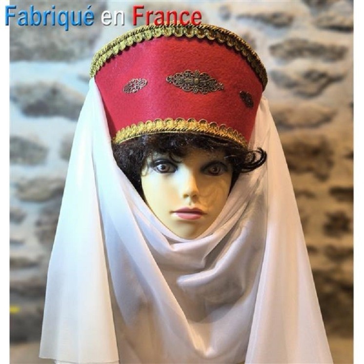 Coiffe médiévale, chapeau moyen-age "Margot", Marguerite de France pour déguisement ou reconstitution