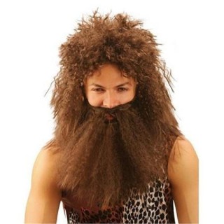 Perruque avec barbe Homme des cavernes, Cromagnon, Pierrafeu