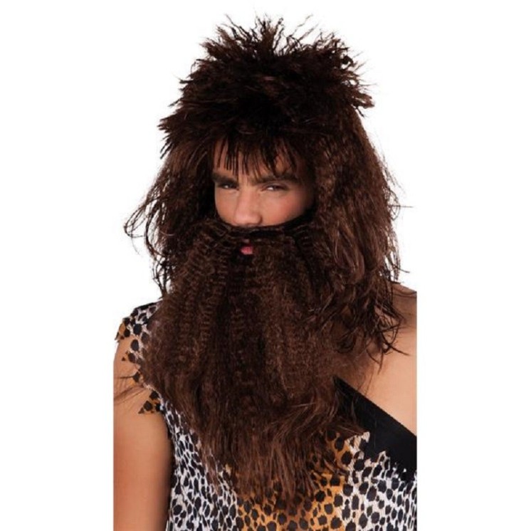 Perruque avec barbe Homme des cavernes, Cromagnon, Pierrafeu
