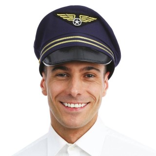 casquette pour deguisement de pilote de ligne  Finition (insigne et bande peuvent varier selon arrivage)