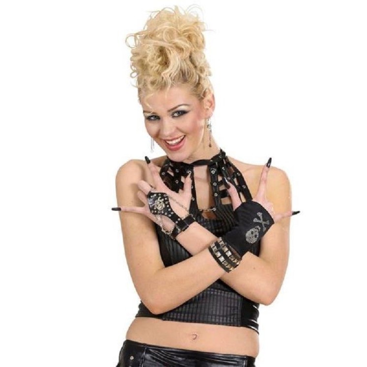 Bracelet - Mitaine à tête de mort avec chaines - Hard, Punk, Pirate