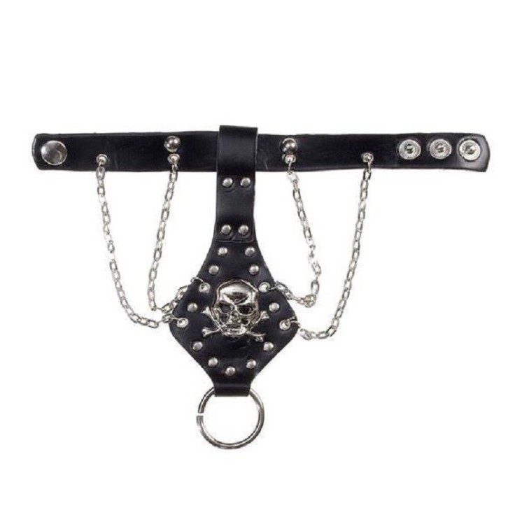 Bracelet - Mitaine à tête de mort avec chaines - Hard, Punk, Pirate