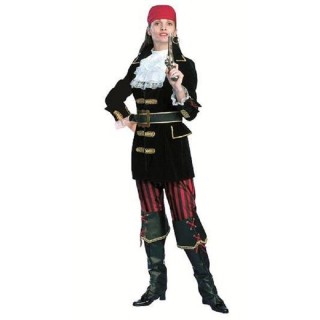 Déguisement de femme Pirate Luxe Comprend: veste, pantalon, ceinture , jabot, bandana, et surbottes.