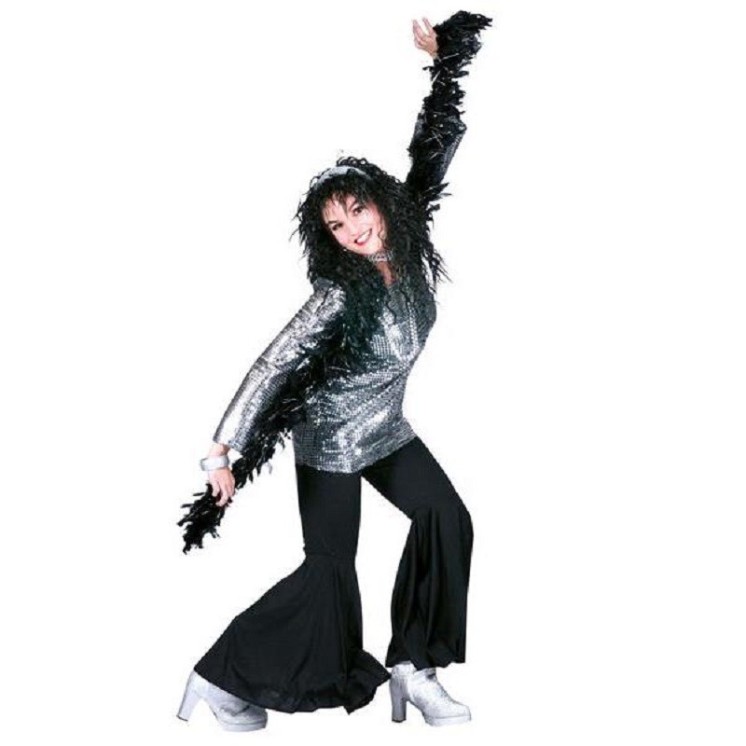 Tunique - Robe disco Noir/Argent déguisement Eighties