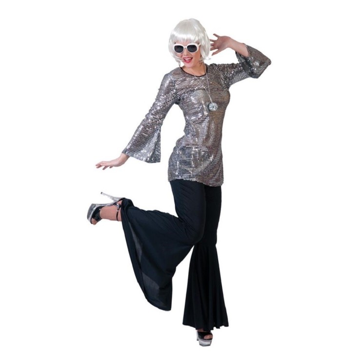 Tunique - Robe disco Noir/Argent déguisement Eighties