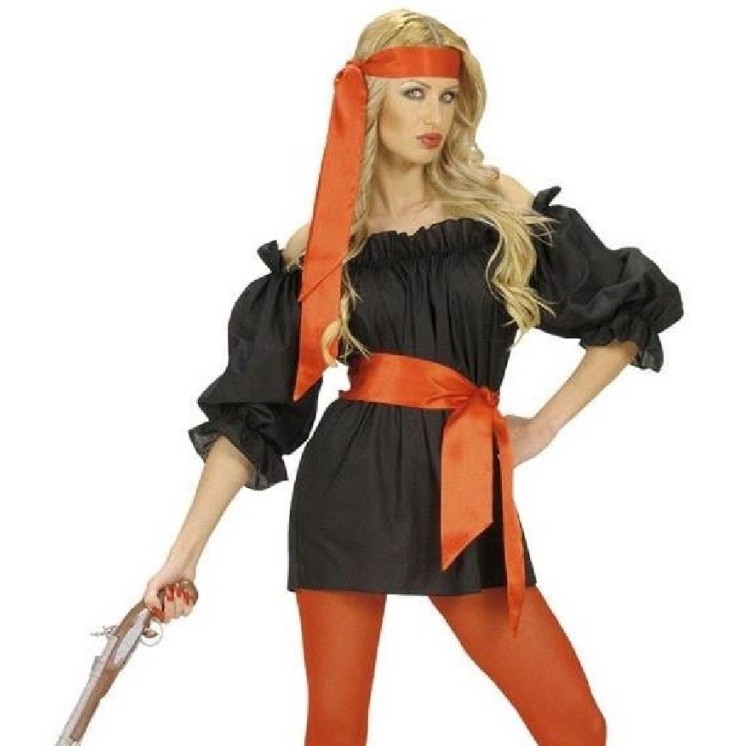 Chemisier noir bouffant femme, Farwest, Western, Médiéval, (taille M)