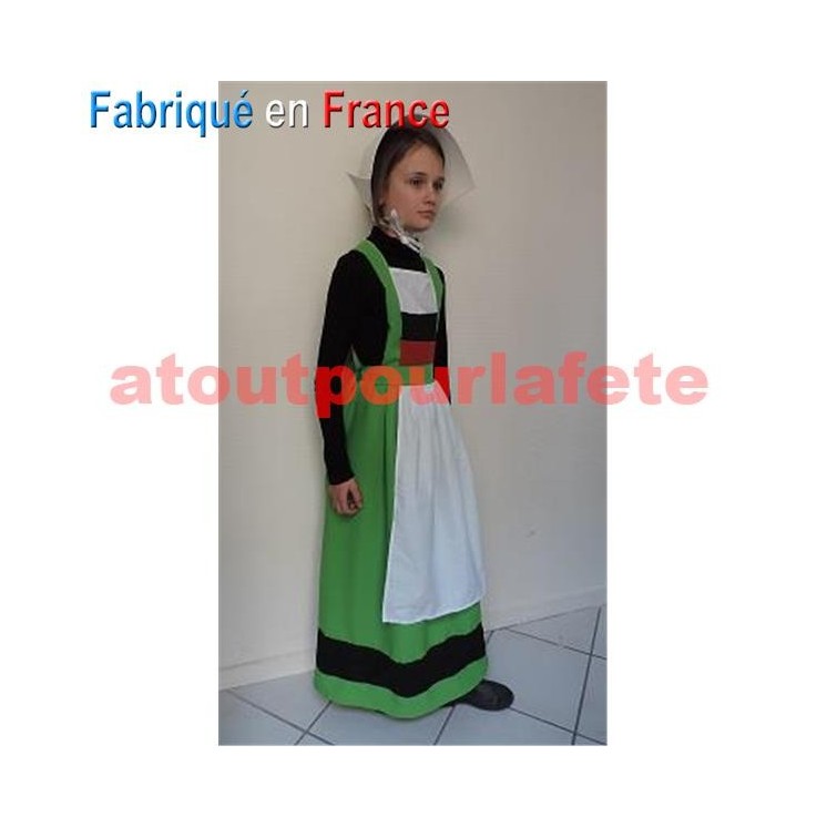Déguisement Tablier-Robe de Bretonne Enfant avec sa coiffe