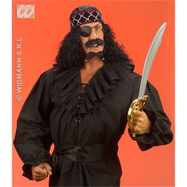 Chemise noire à jabot (mixte F/H) pour deguisement de Pirate, Renaissance, Ecossais