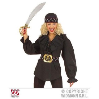 Chemise noire à jabot (mixte F/H) pour deguisement de Pirate, Renaissance, Ecossais