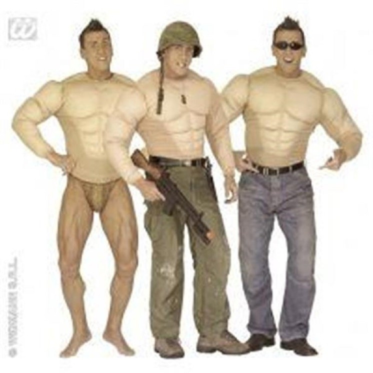 Déguisement, Torse de Mr Muscle, Rambo, Gros bras, bodybuilder, culturiste, Tarzan