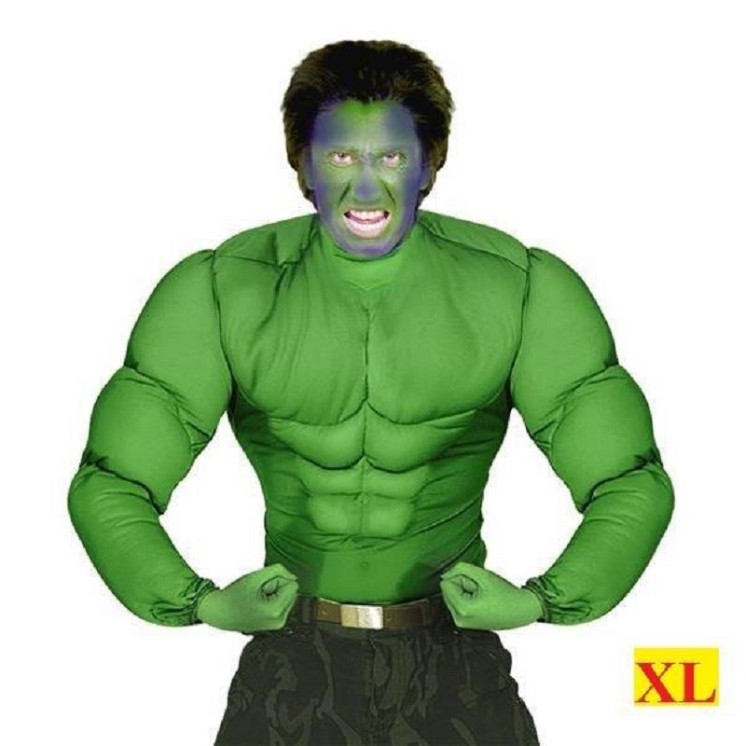 Chemise de déguisement de Hulk, "Muscle Vert" adulte