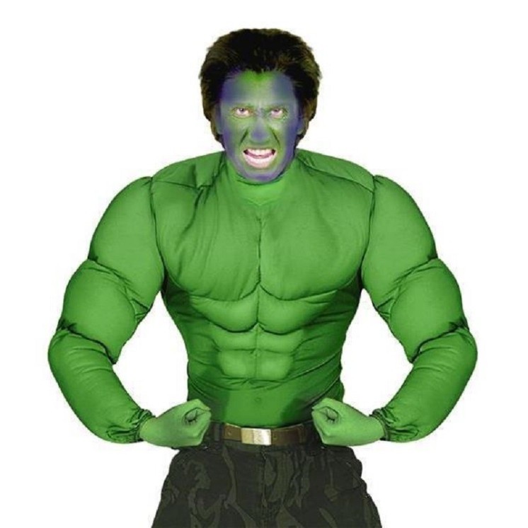 Chemise de déguisement de Hulk, "Muscle Vert" adulte