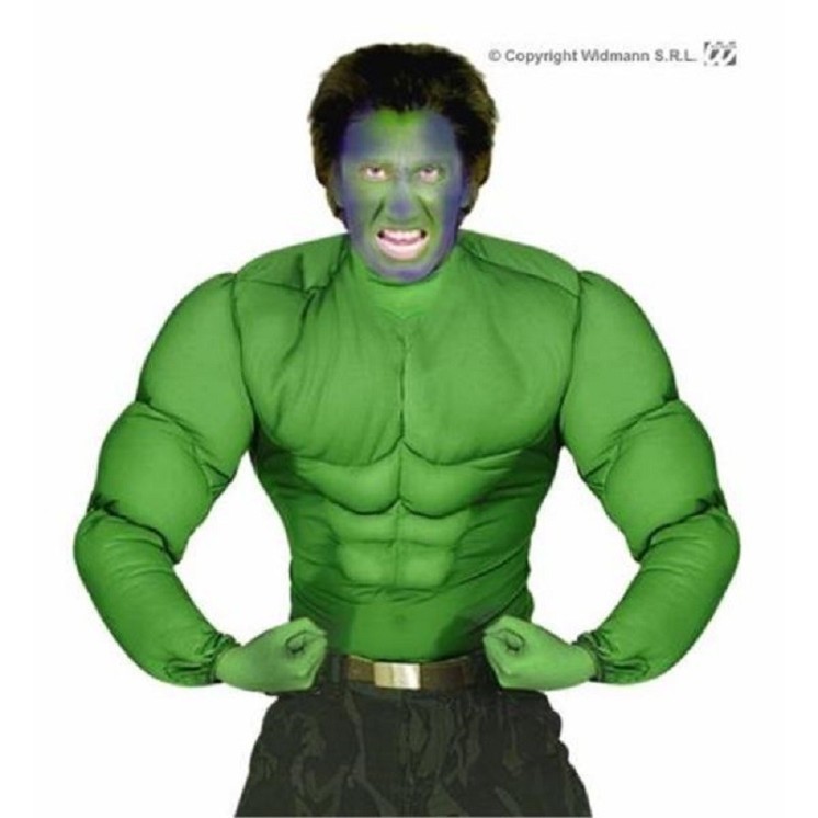 Chemise de déguisement de Hulk, "Muscle Vert" adulte