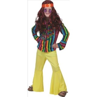 Chemise pour déguisement de hippie, Baba cool, Seventies, Flower Power pour enfant T140 - 10ans