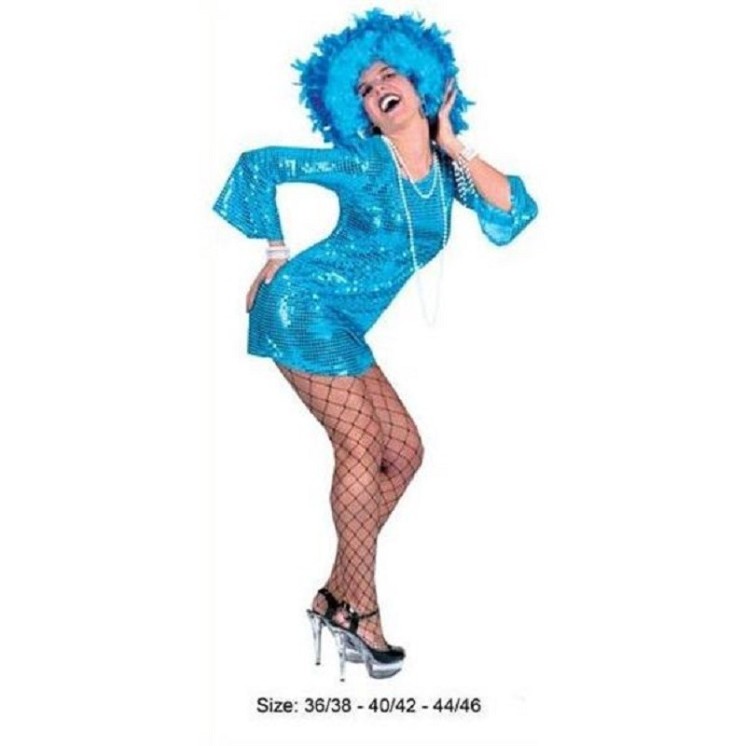 Tunique - Robe disco Bleue- déguisement Eighties