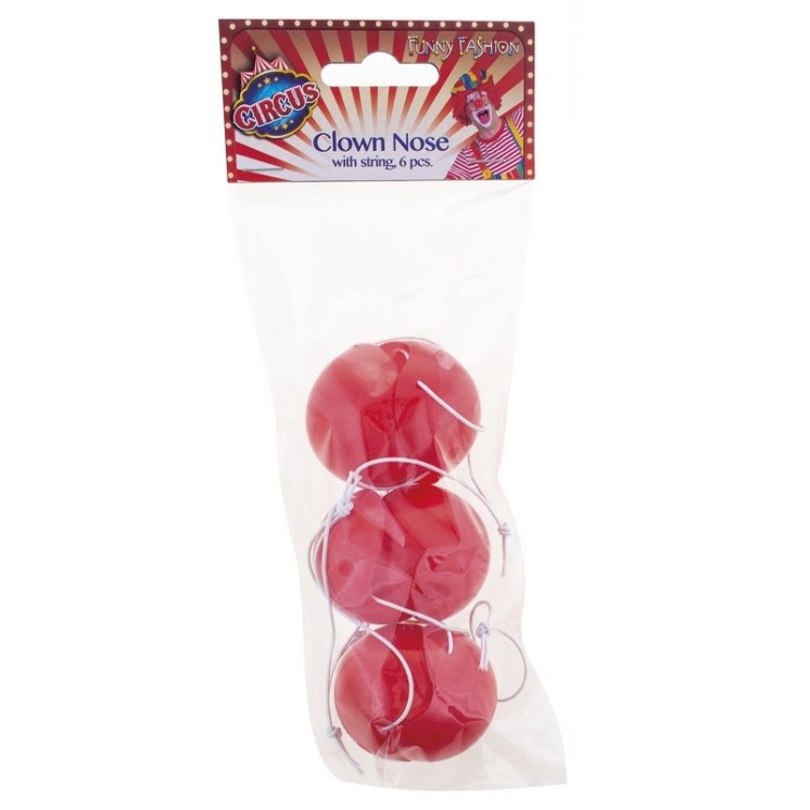 Sachet de 6 nez de clown (plastique)
