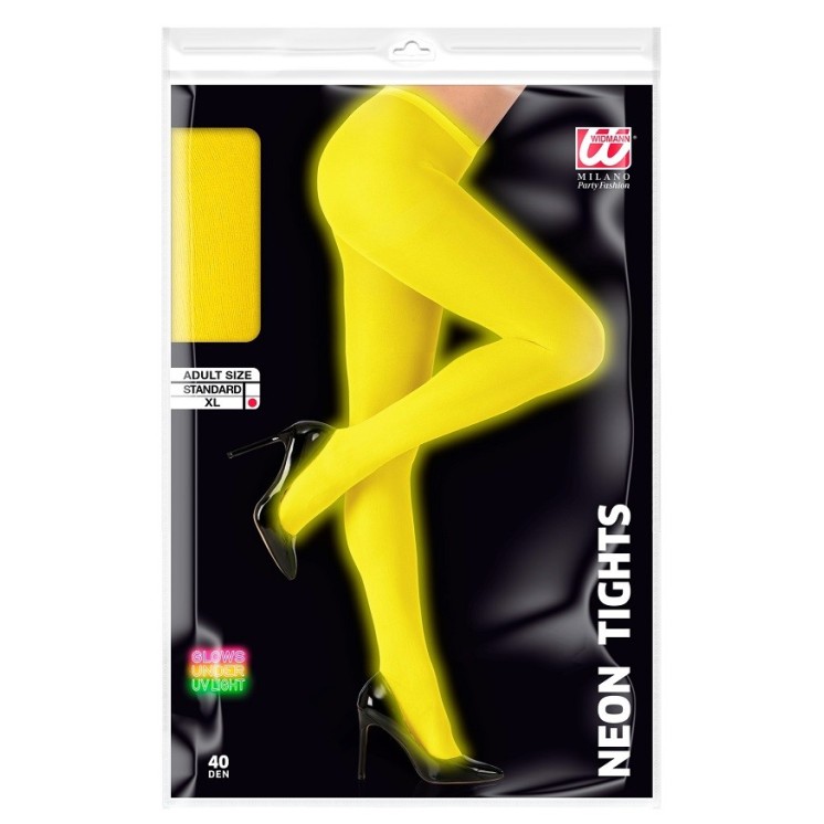 Collant jaune Néon - fluo (40 deniers)(100% nylon) (la paire)