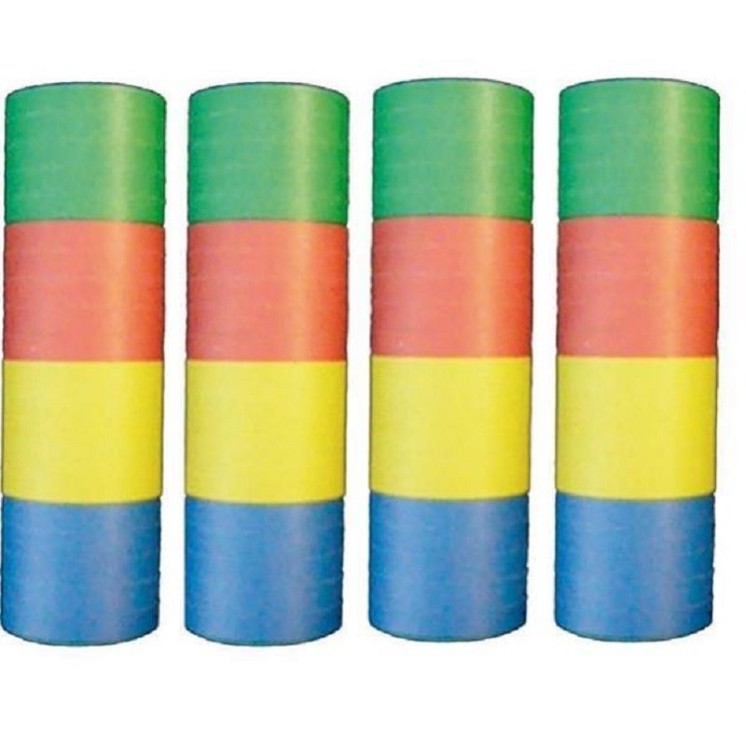 Lot de 4 rouleaux de serpentins multicolores 4 m 4 couleur 20 lancés X4