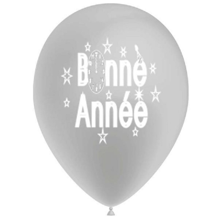 Ballons Bonne année or - argent ou multicolore (sachet de 10)