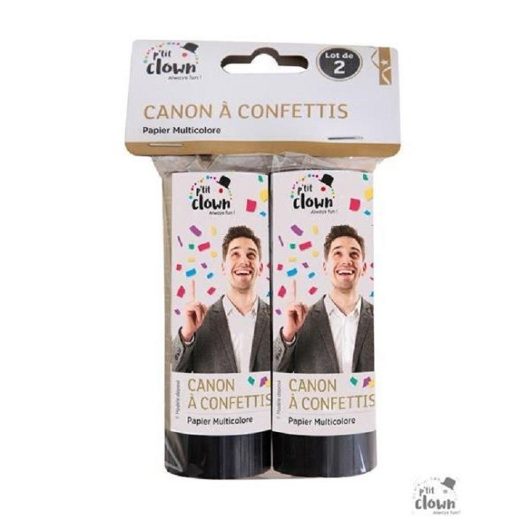 2 Canons à confettis 11 cm papier multicolore