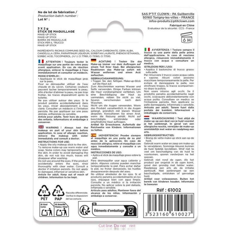 Stick de fard à maquillage tricolore 6grs