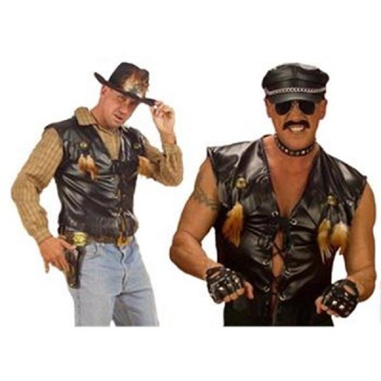 Gilet de cowboy, Bikers (simili cuir) (taille ML)