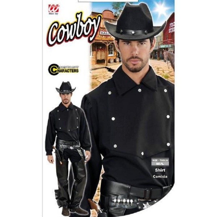 Chemise noire de Cow-boy, homme, adulte (taille M/L)