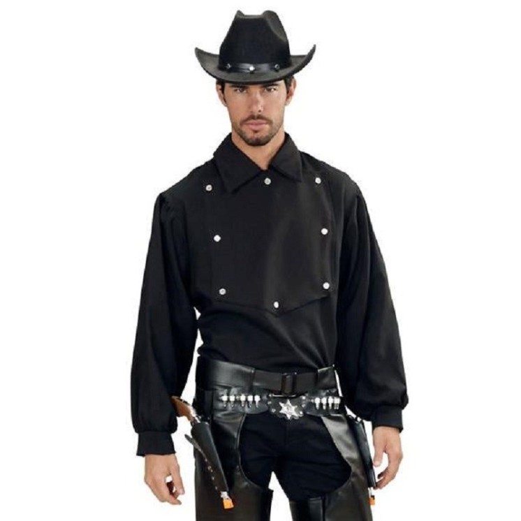 Chemise noire de Cow-boy, homme, adulte (taille M/L)