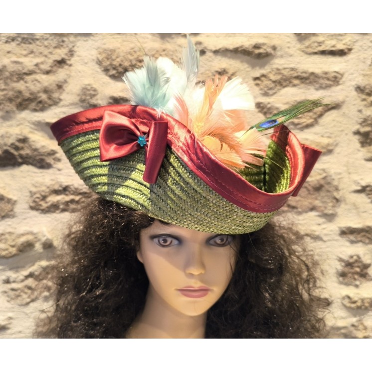 Chapeau Tricorne Pompadour adulte en paille