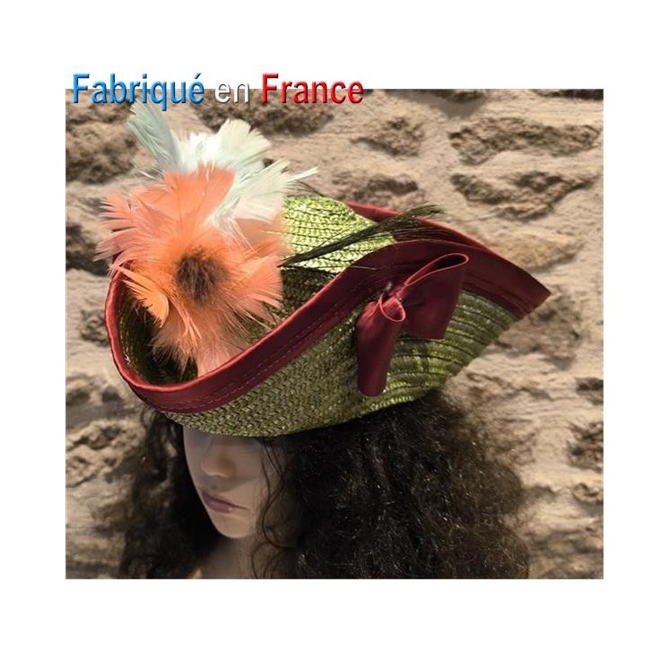 Chapeau Tricorne Pompadour adulte en paille