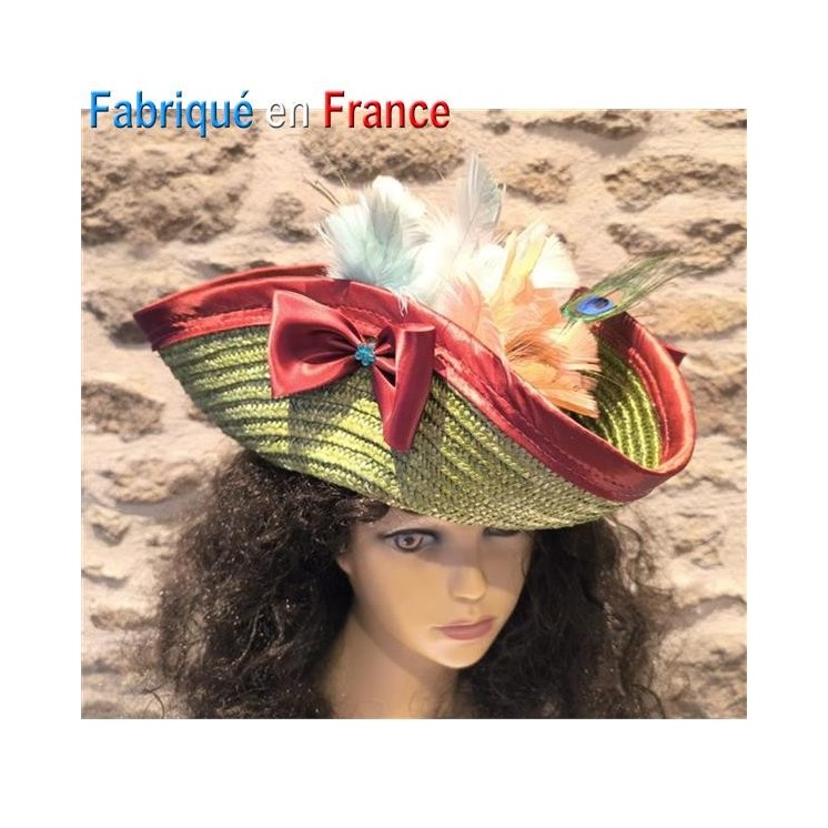 Chapeau Tricorne Pompadour adulte en paille