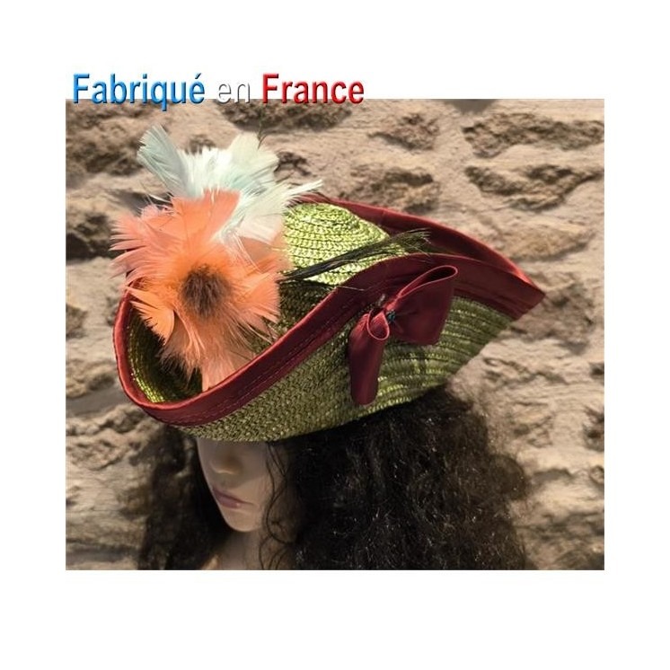 Chapeau Tricorne Pompadour adulte en paille