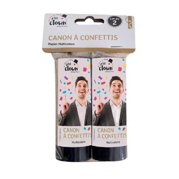 Canon à confettis 11 cm papier multicolore (sachet de 2)