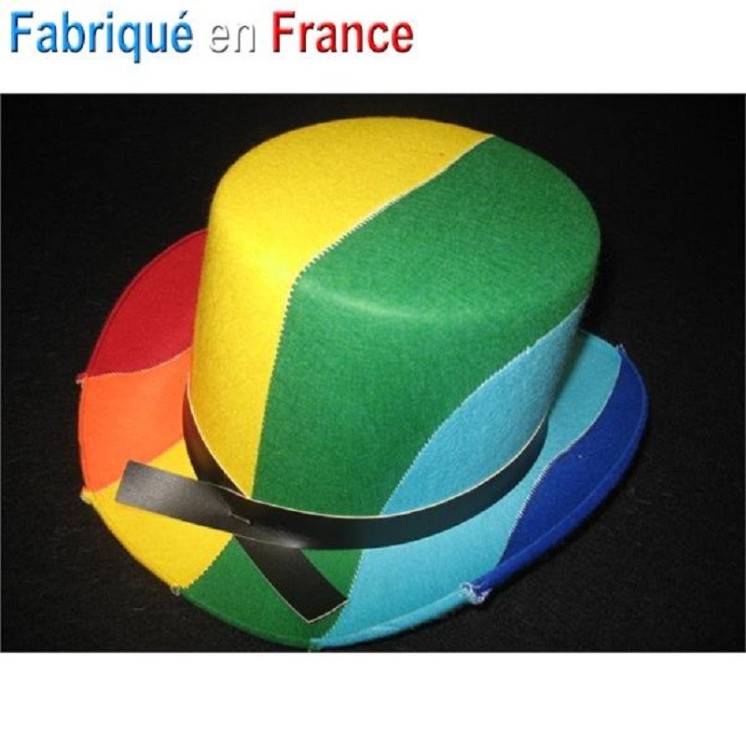 Chapeau Gibus Haut de Forme Arc-en-Ciel adulte Gaypride T57