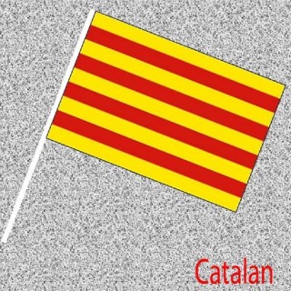 6 Drapeaux Catalan, Catalogne, Régionaux en papier 14x21cms avec tige