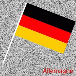 6 Drapeaux Allemand, Allemagne, Nationaux en papier 14x21cms avec tige (Fabrication Française)
