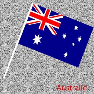 6 Drapeaux Australie, Australien, Nationaux en papier 14x21cms avec tige (Fabrication Française)